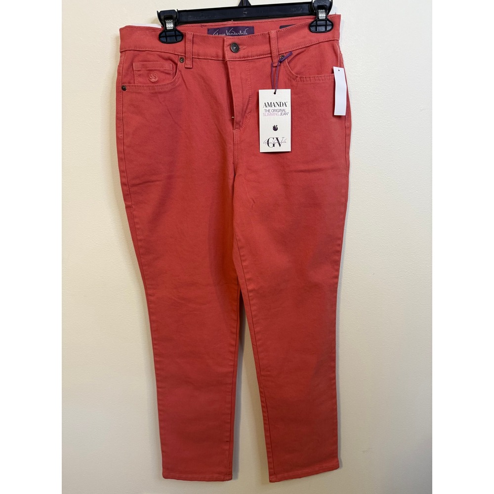 Gloria Vanderbilt Amanda Jeans Womens 4 Coral Pink NEW Slimming Tapered Leg